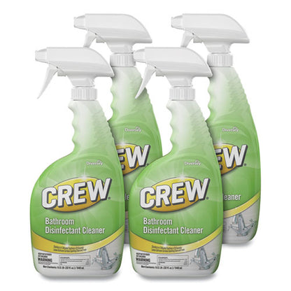 Diversey Crew Bathroom Disinfectant Cleaner, Floral Scent, 32 oz Spray Bottle, 4-Carton CBD540199