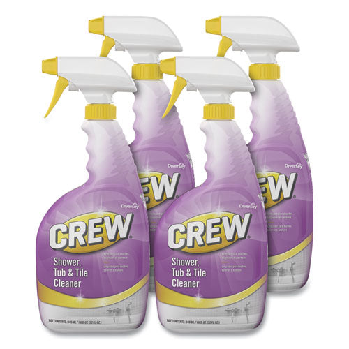 Diversey Crew Shower, Tub and Tile Cleaner, Liquid, 32 oz, 4-Carton CBD540281