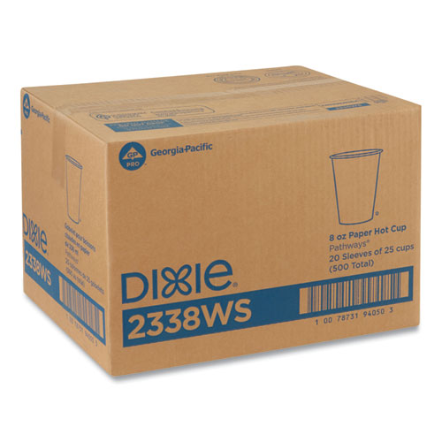 Dixie Pathways Paper Hot Cups, 8 oz, 25-Bag, 20 Bags-Carton 2338WS