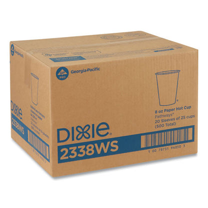 Dixie Pathways Paper Hot Cups, 8 oz, 25-Bag, 20 Bags-Carton 2338WS