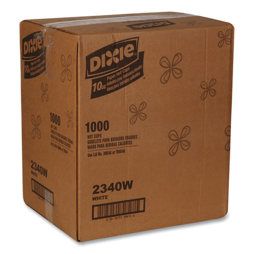 Dixie Paper Hot Cups, 10 oz, White, 50-Sleeve, 20 Sleeves-Carton 2340W