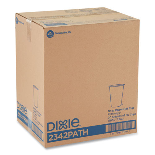 Dixie Pathways Paper Hot Cups, 12 oz, 50 Sleeve, 20 Sleeves-Carton 2342PATH
