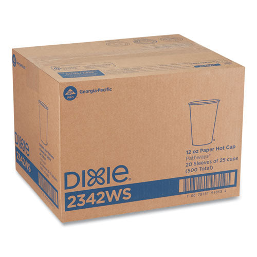 Dixie Pathways Paper Hot Cups, 12 oz, 25-Bag, 20 Bags-Carton 2342WS