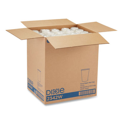 Dixie Paper Hot Cups, 12 oz, White, 50-Sleeve, 20 Sleeves-Carton 2342W