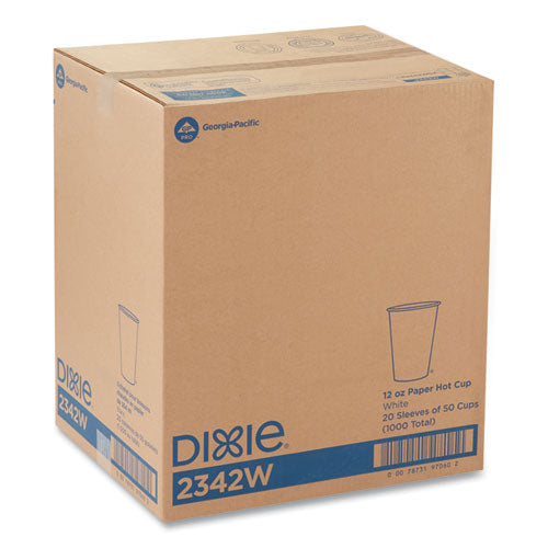 Dixie Paper Hot Cups, 12 oz, White, 50-Sleeve, 20 Sleeves-Carton 2342W