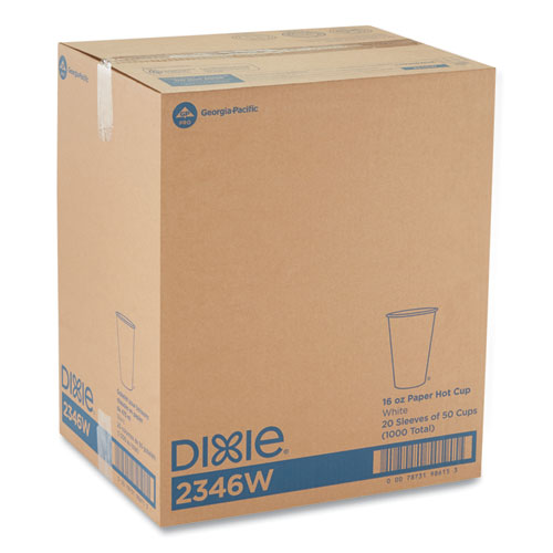 Dixie Paper Hot Cups, 16 oz, White, 50-Sleeve, 20 Sleeves-Carton 2346W