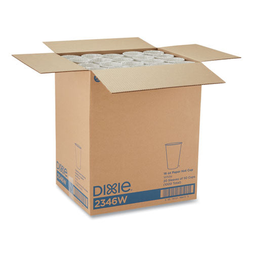 Dixie Paper Hot Cups, 16 oz, White, 50-Sleeve, 20 Sleeves-Carton 2346W