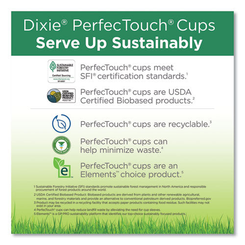 Dixie PerfecTouch Paper Hot Cups, 8 oz, Coffee Haze Design, 50-Sleeve, 20 Sleeves-Carton 5338CD