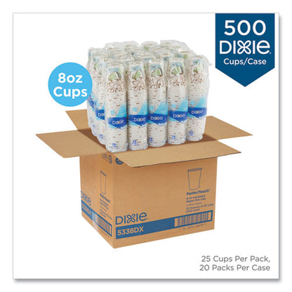 Dixie PerfecTouch Paper Hot Cups, 8 oz, Coffee Haze Design, 25-Sleeve, 20 Sleeves-Carton 5338DX