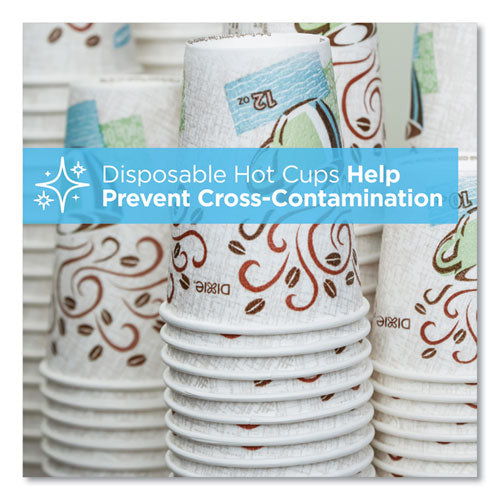 Dixie PerfecTouch Paper Hot Cups, 12 oz, Coffee Haze Design, 160-Pack, 6 Packs-Carton 5342CDSBP