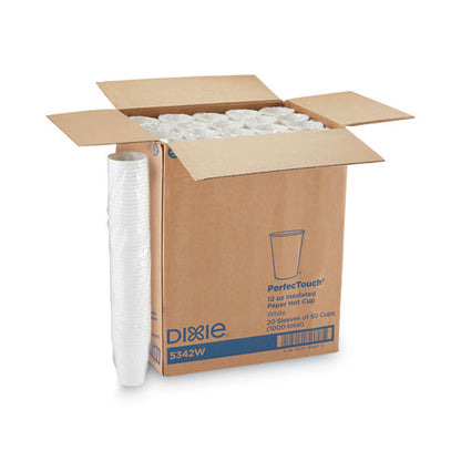 Dixie PerfecTouch Hot-Cold Cups, 12 oz, White, 50-Bag, 20 Bags-Carton 5342W