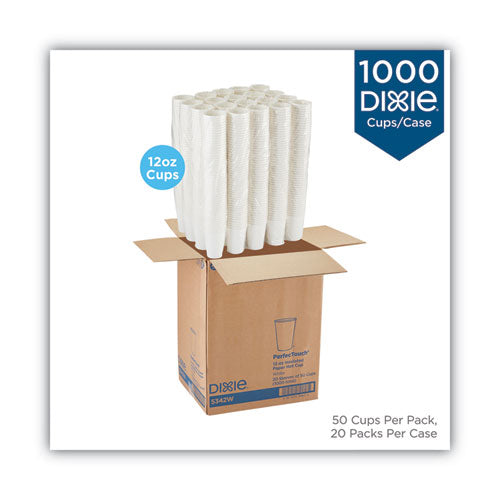 Dixie PerfecTouch Hot-Cold Cups, 12 oz, White, 50-Bag, 20 Bags-Carton 5342W