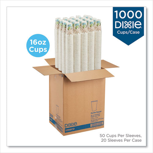 Dixie PerfecTouch Paper Hot Cups, 16 oz, Coffee Haze Design, 50-Sleeve, 20 Sleeves-Carton 5356CD