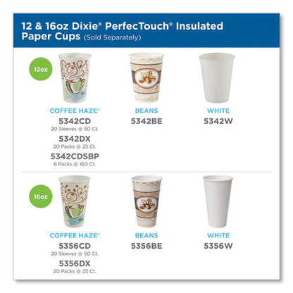 Dixie PerfecTouch Paper Hot Cups, 16 oz, Coffee Haze Design, 50-Sleeve, 20 Sleeves-Carton 5356CD