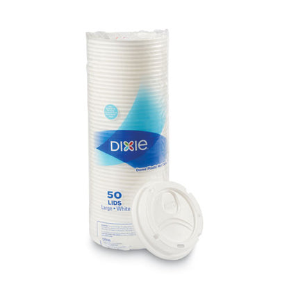 Dixie Dome Drink-Thru Lids, Fits 10 oz to 16 oz PerfecTouch; 12 oz to 20 oz WiseSize Cup, White, 50-Pack 9542500DX