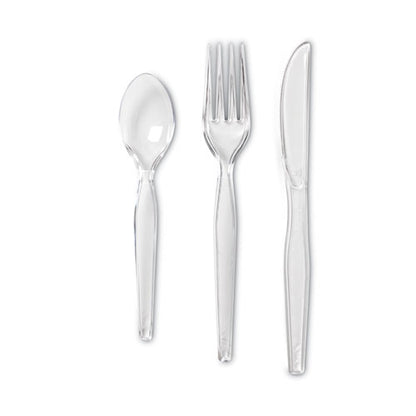 Dixie Cutlery Keeper Tray with Clear Plastic Utensils: 600 Forks, 600 Knives, 600 Spoons CH0180DX7