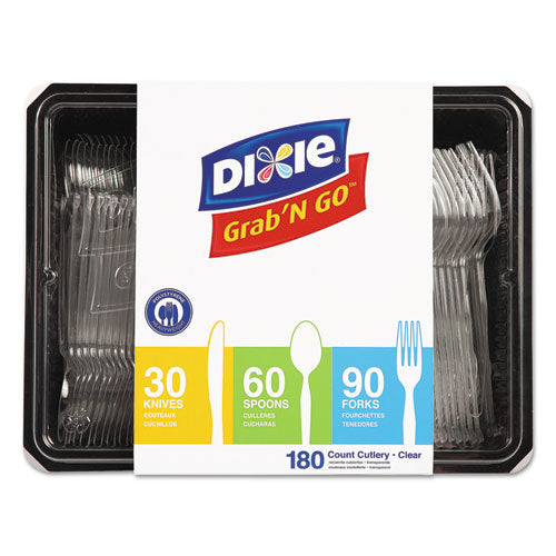Dixie Heavyweight Polystyrene Cutlery, Clear, Knives-Spoons-Forks, 180-Pack, 10 Packs-Carton CH0369DX7