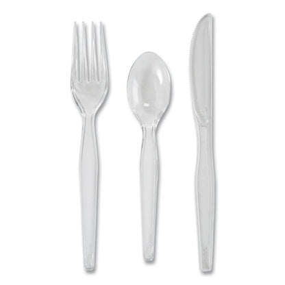 Dixie Heavyweight Polystyrene Cutlery, Clear, Knives-Spoons-Forks, 180-Pack, 10 Packs-Carton CH0369DX7