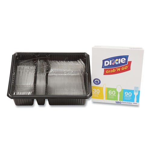 Dixie Heavyweight Polystyrene Cutlery, Clear, Knives-Spoons-Forks, 180-Pack, 10 Packs-Carton CH0369DX7