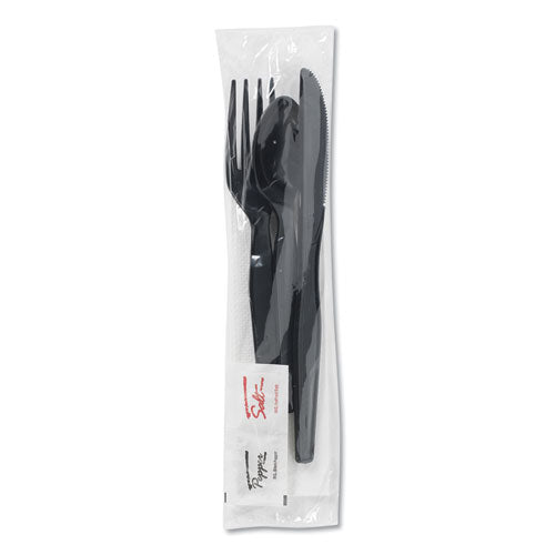 Dixie Wrapped Tableware-Napkin Packets, Fork-Knife-Spoon-Napkin, Black, 250-Carton CH56NSPC7