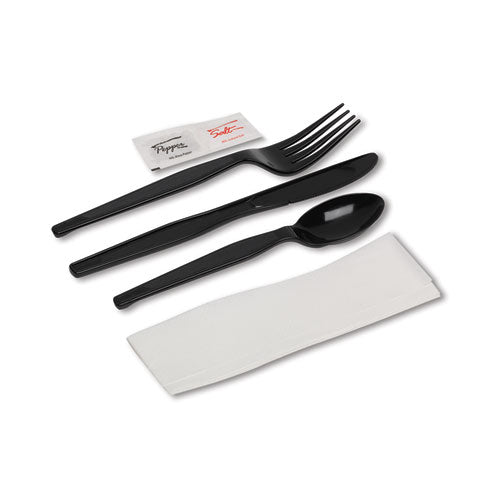 Dixie Wrapped Tableware-Napkin Packets, Fork-Knife-Spoon-Napkin, Black, 250-Carton CH56NSPC7