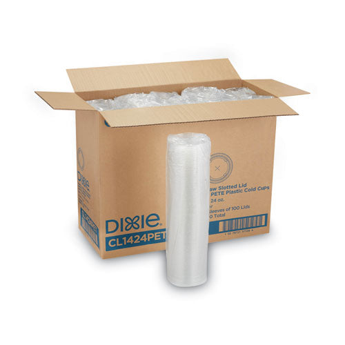 Dixie Cold Drink Cup Lids, Fits 16 oz Plastic Cold Cups, Clear, 100-Sleeve, 10 Sleeves-Carton CL1424PET