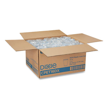 Dixie Clear Plastic PETE Cups, 16 oz, 25-Sleeve, 20 Sleeves-Carton CPET16DX