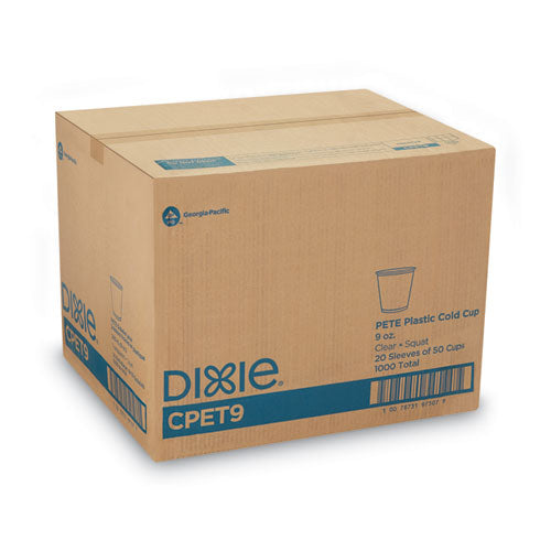 Dixie Clear Plastic PETE Cups, 9 oz, Squat, 50-Sleeve, 20 Sleeves-Carton CPET9