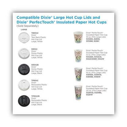 Dixie Dome Drink-Thru Lids, Fits 10 oz to 20 oz Dixie Paper Hot Cups, White, 100-Pack D9542