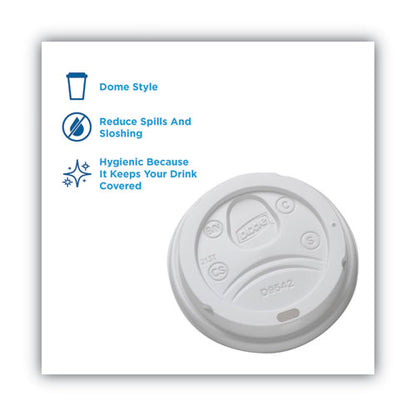 Dixie Dome Drink-Thru Lids, Fits 10 oz to 20 oz Dixie Paper Hot Cups, White, 100-Pack D9542