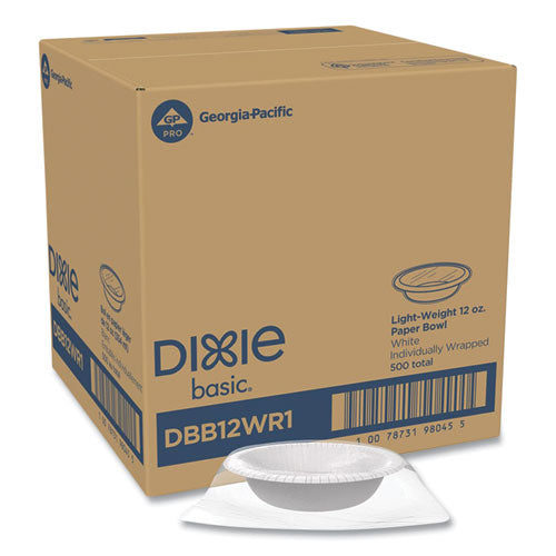 Dixie Everyday Disposable Dinnerware, Individually Wrapped, Bowl, 12 oz, White, 500-Carton DBB12WR1