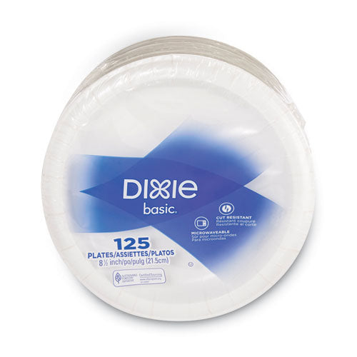 Dixie Paper Dinnerware, Plates, White, 8.5" dia, 125-Pack DBP09W