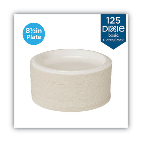 Dixie Paper Dinnerware, Plates, White, 8.5" dia, 125-Pack DBP09W