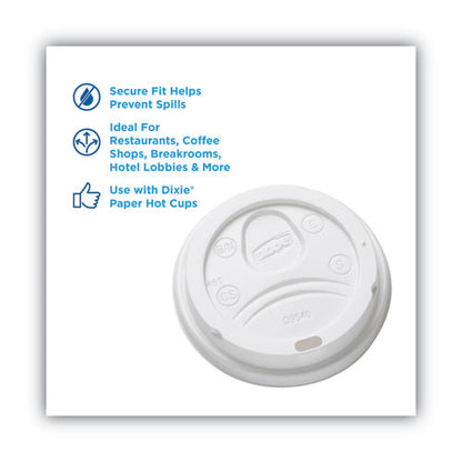 Dixie Sip-Through Dome Hot Drink Lids, Fits 10 oz Cups, White, 100-Pack, 10 Packs-Carton DL9540