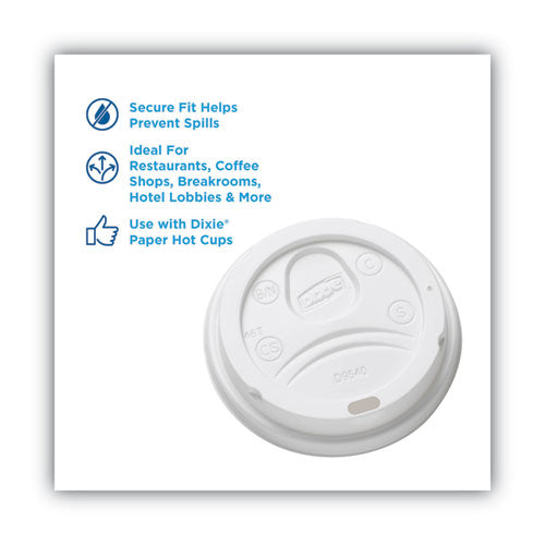 Dixie Sip-Through Dome Hot Drink Lids, Fits 10 oz Cups, White, 100-Pack DL9540