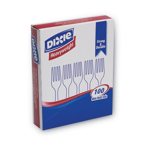 Dixie Plastic Cutlery, Heavyweight Forks, White, 100-Box FH207