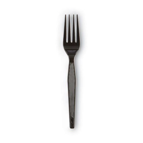 Dixie Plastic Cutlery, Heavyweight Forks, Black, 1,000-Carton FH517