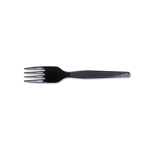 Dixie Plastic Cutlery, Heavy Mediumweight Forks, Black, 1,000-Carton FM507