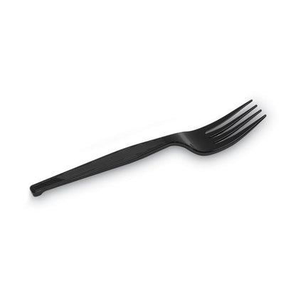 Dixie Plastic Cutlery, Heavy Mediumweight Forks, Black, 1,000-Carton FM517