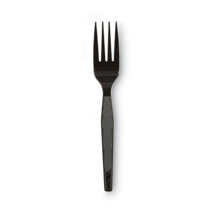 Dixie Plastic Cutlery, Heavy Mediumweight Forks, Black, 1,000-Carton FM517