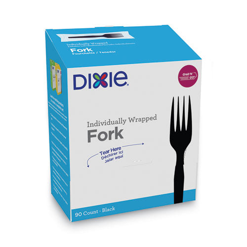 Dixie Grabâ€™N Go Wrapped Cutlery, Forks, Black, 90-Box, 6 Box-Carton FM5W540