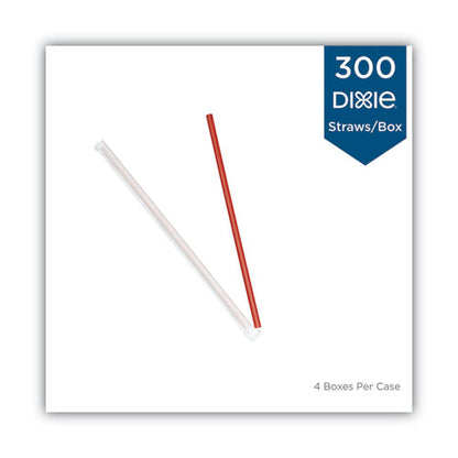 Dixie Wrapped Giant Straws, 10.25", Polypropylene, Red, 300-Box, 4 Boxes-Carton GW104