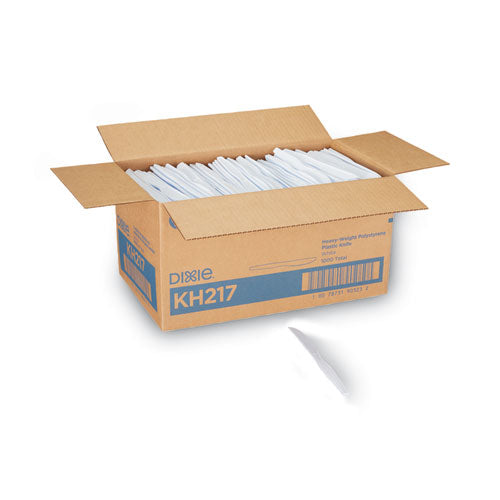 Dixie Plastic Cutlery, Heavyweight Knives, White, 1,000-Carton KH217