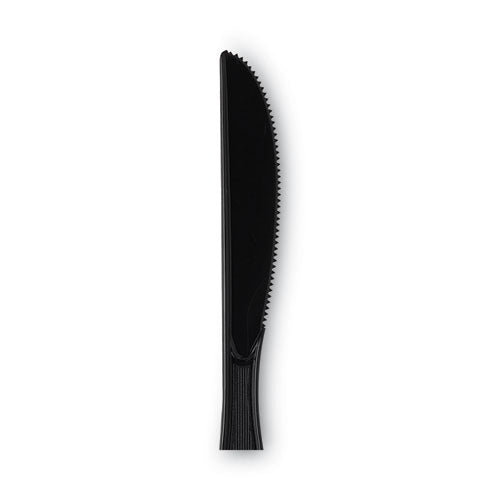 Dixie Plastic Tableware, Heavy Mediumweight Knives, Black, 100-Box KM507