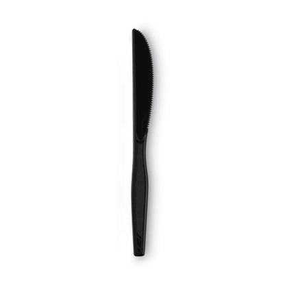 Dixie Plastic Tableware, Heavy Mediumweight Knives, Black, 100-Box KM507