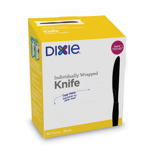 Dixie Grabâ€™N Go Wrapped Cutlery, Knives, Black, 90-Box, 6 Box-Carton KM5W540