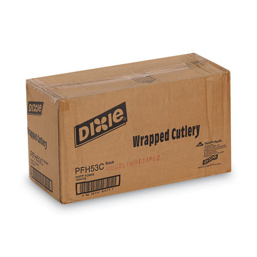 Dixie Individually Wrapped Heavyweight Utensils, Fork, Plastic, Black, 1,000-Carton PFH53C