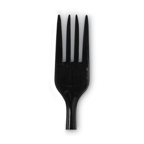 Dixie Individually Wrapped Heavyweight Utensils, Fork, Plastic, Black, 1,000-Carton PFH53C