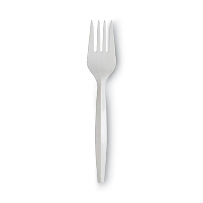 Dixie Plastic Cutlery, Mediumweight Forks, White, 1,000-Carton PFM21