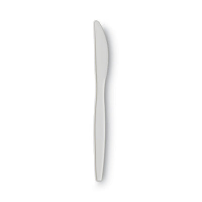 Dixie Plastic Cutlery, Mediumweight Knives, White, 1,000-Carton PKM21